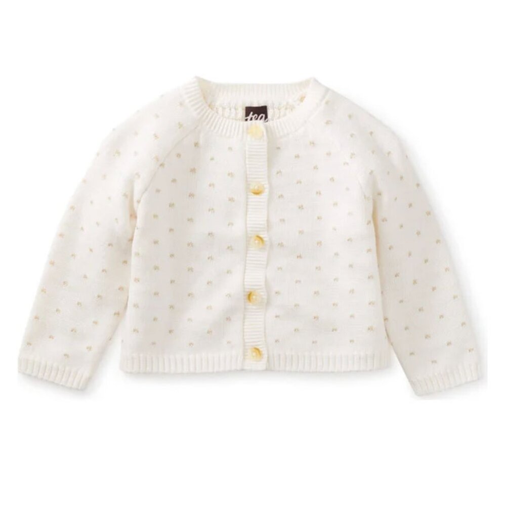 Tea Collection‎ Sparkle Baby Cardigan, Golden Cranes, Girl Size XL Party Easter